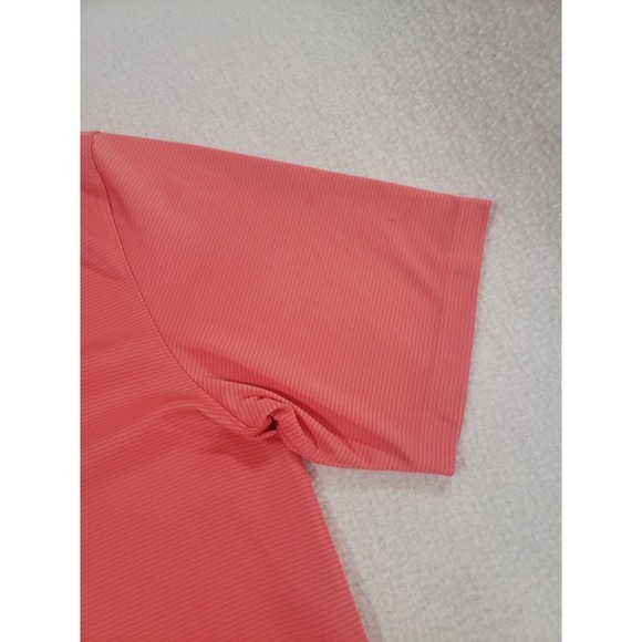 Greg Norman Polo Top Mens Peach L Play Dry Striped Golf Performance Active Shirt - Picture 3 of 14